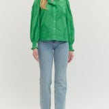 Green Top with Tonal Embroidery