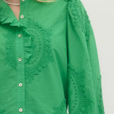 Green Top with Tonal Embroidery