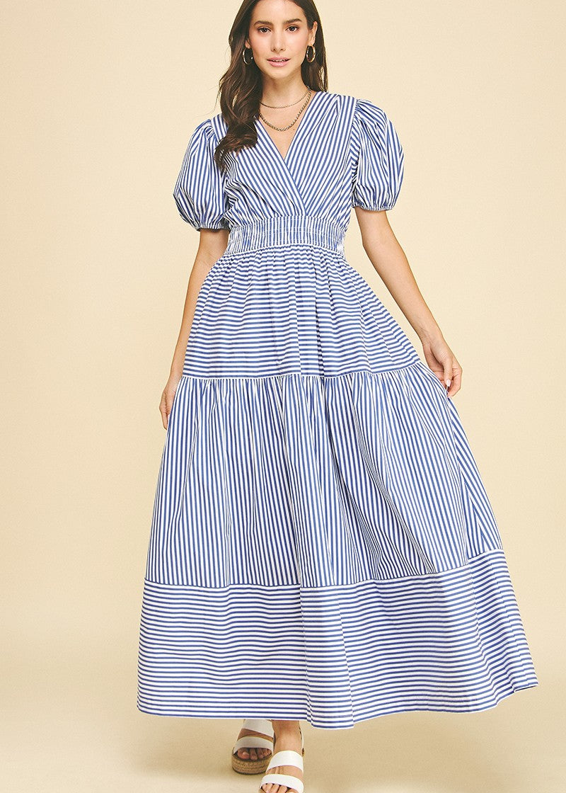 Striped Tiered Maxi Dress - Blue tangerine cards & gifts Striped Tiered Maxi Dress - Blue tangerine cards & gifts