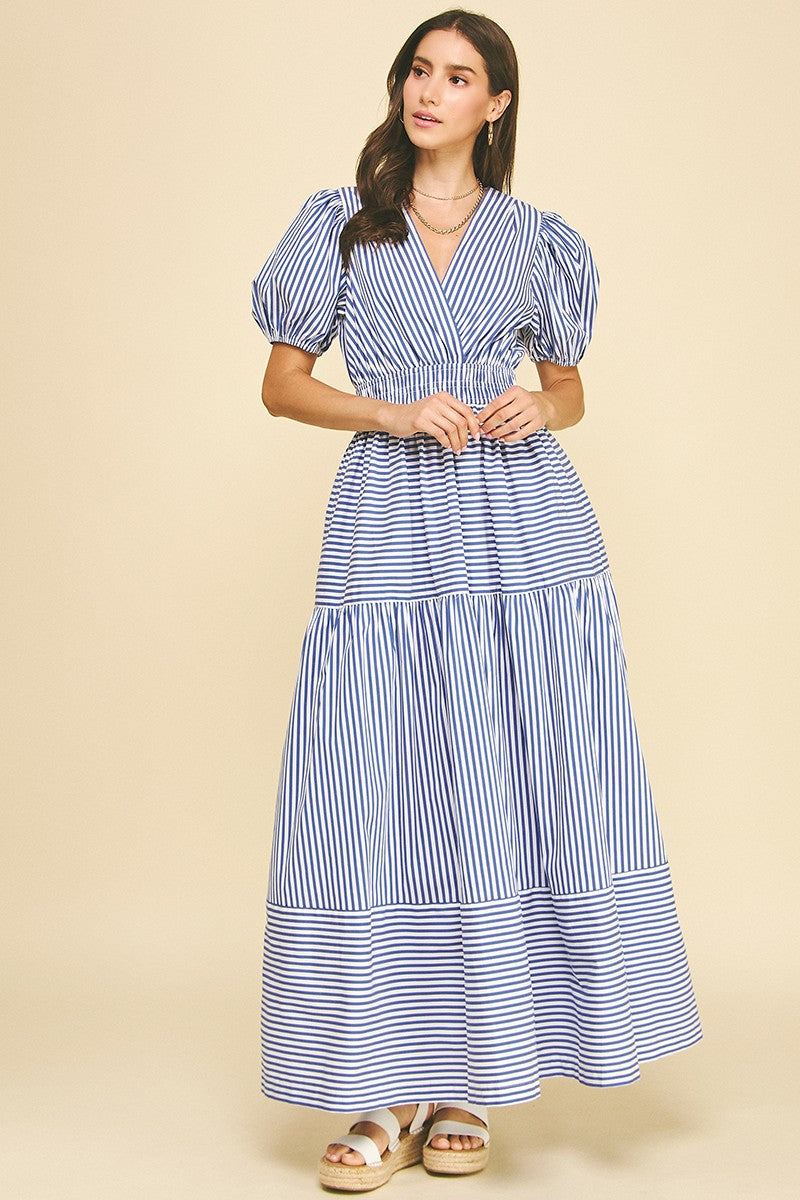 blue and orange striped maxi dress Blue Orange Bold Stripe Dress S