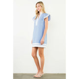 THML Breezy Blue Flutter Sleeve Dress