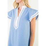THML Breezy Blue Flutter Sleeve Dress