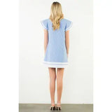 THML Breezy Blue Flutter Sleeve Dress