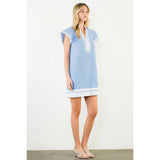 THML Breezy Blue Flutter Sleeve Dress