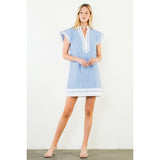 THML Breezy Blue Flutter Sleeve Dress