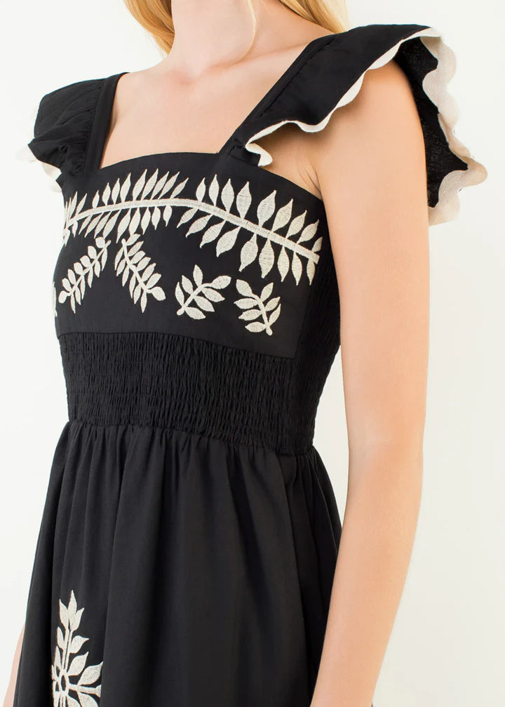 THML Black Embroidered Midi Dress THML Black Embroidered Midi Dress