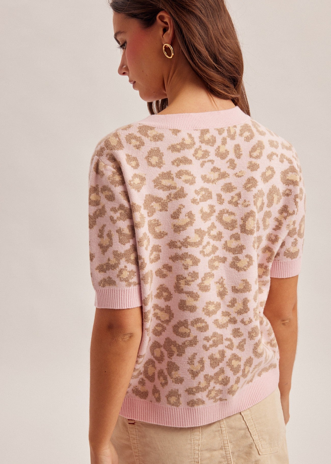 Animal Print Short Sleeve Cardigan