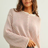 Rose & White Stripe Cardigan