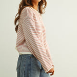 Rose & White Stripe Cardigan