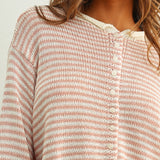 Rose & White Stripe Cardigan