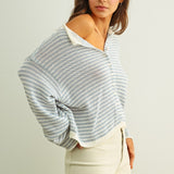 Blue & White Stripe Cardigan