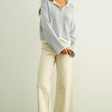 Blue & White Stripe Cardigan