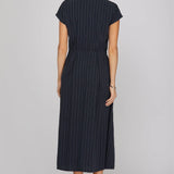 Navy Stripe Dress w/Waist Tie