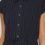 Navy Stripe Dress w/Waist Tie