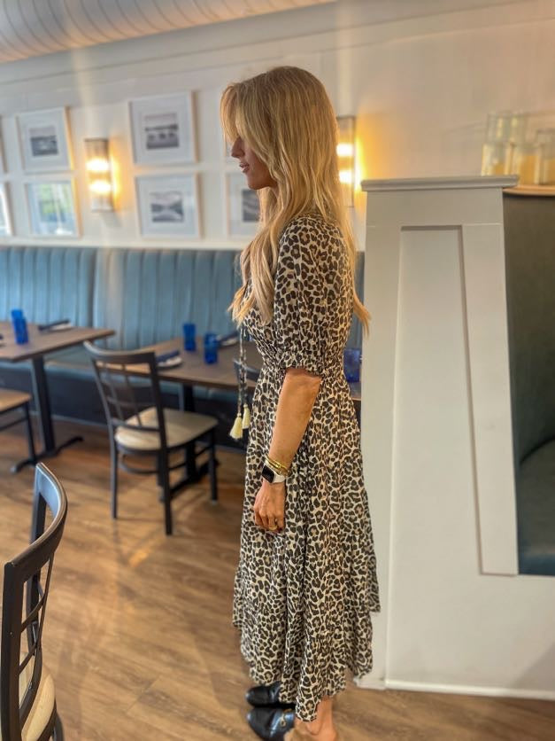 THML Cheetah Print Midi Dress