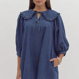 Denim Dress with Collar