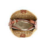 Woven Straw Bag w/Brown Trim