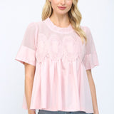 Blush Lace Yoke Babydoll Top