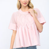 Blush Lace Yoke Babydoll Top