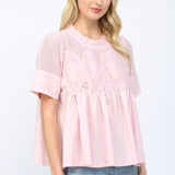Blush Lace Yoke Babydoll Top
