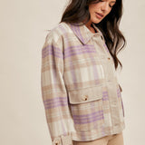 Lavender Brushed Plaid Cropped Jacket