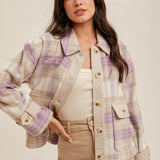 Lavender Brushed Plaid Cropped Jacket