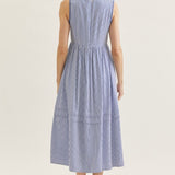Striped Midi Dress with Square Neck