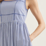 Striped Midi Dress with Square Neck