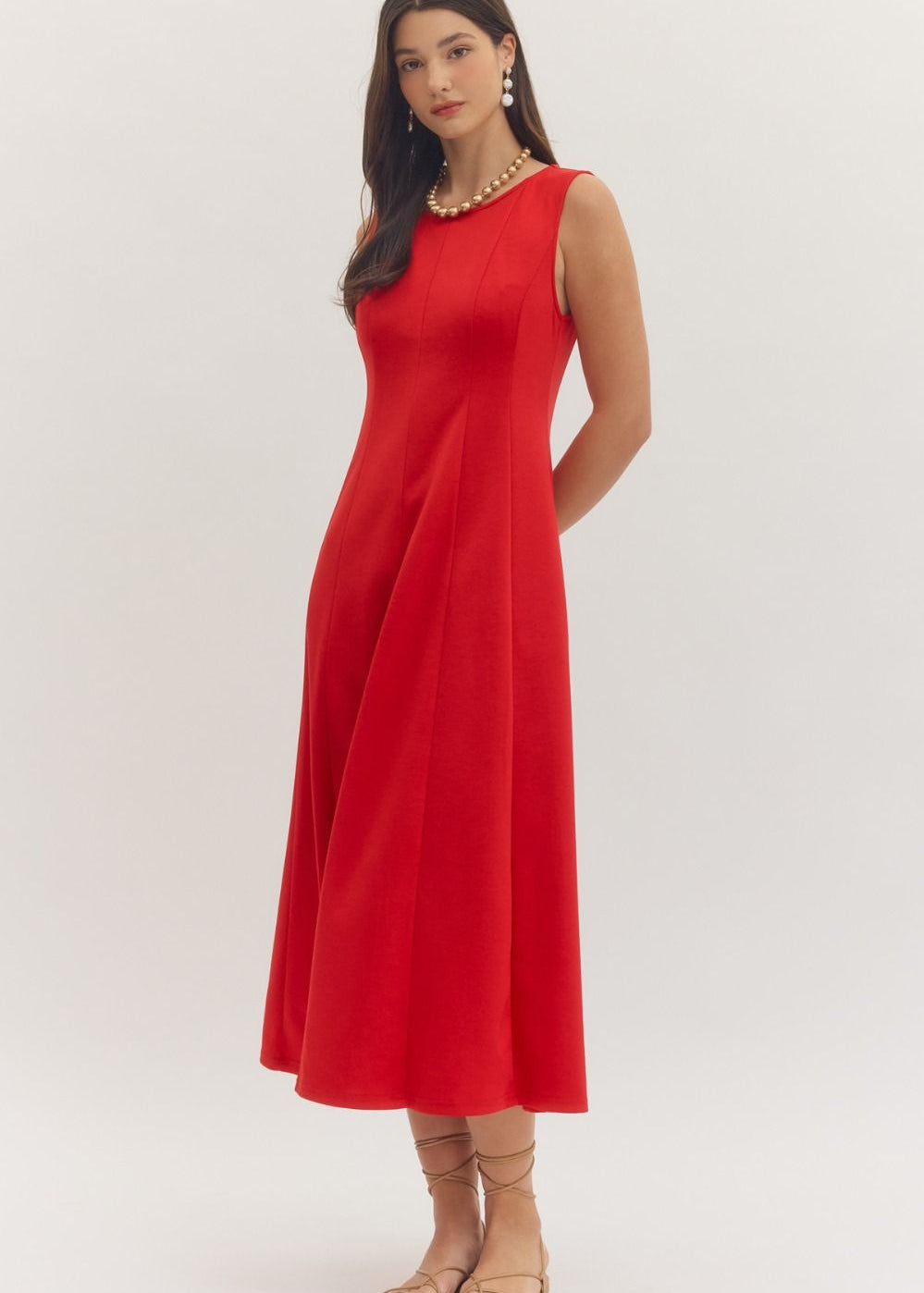Solid Midi Dress - Red tangerine cards & gifts Solid Midi Dress - Red tangerine cards & gifts