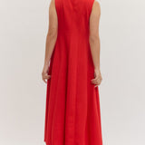 Solid Midi Dress - Red