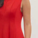 Solid Midi Dress - Red