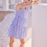 Striped Dress with Star Embroidery