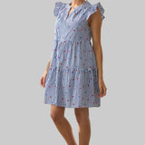 Striped Dress with Star Embroidery