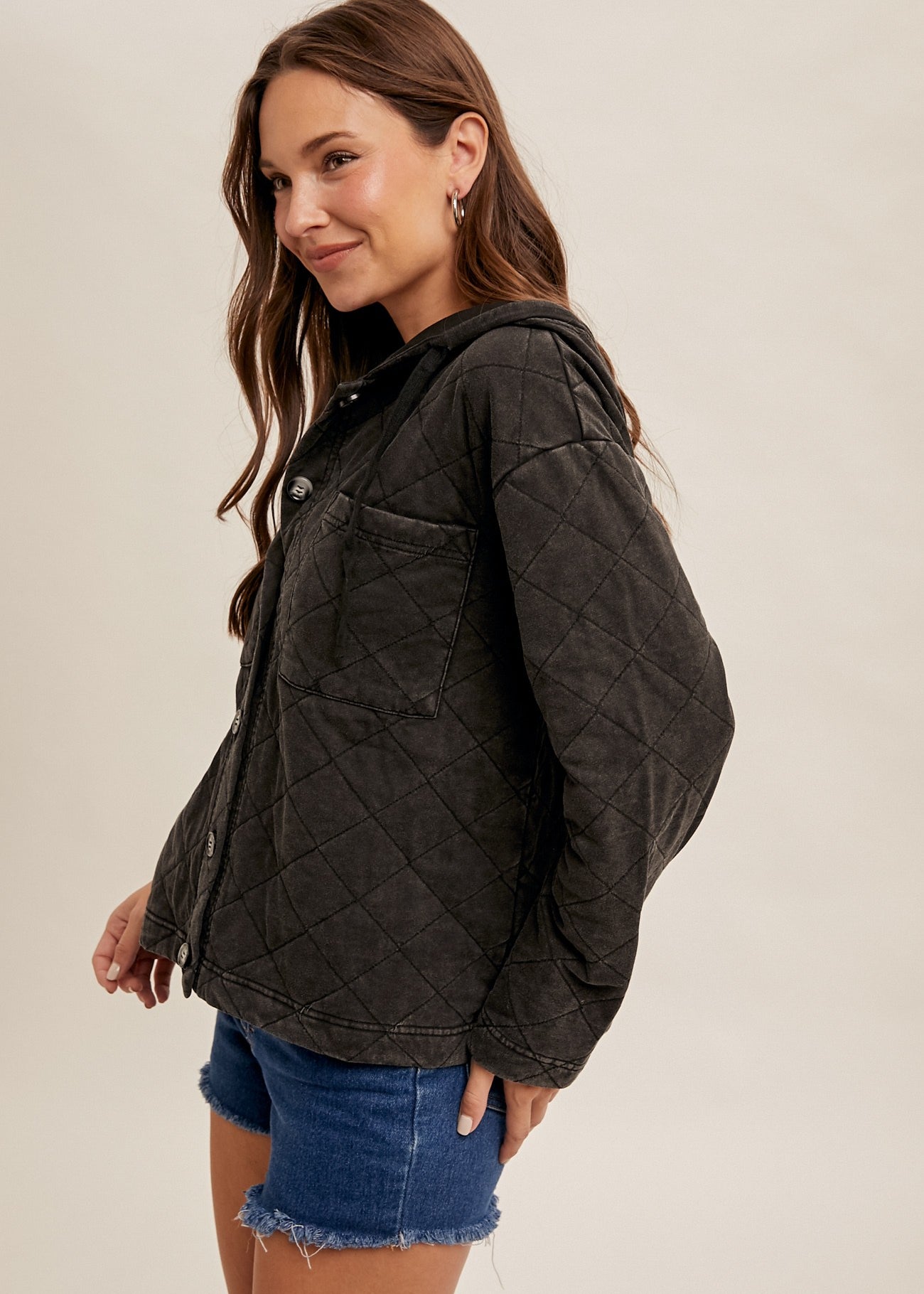 Washed Black Quilted Jacket