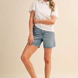 White Polo Knit Top