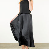 Pleated Skirt Dress -Black