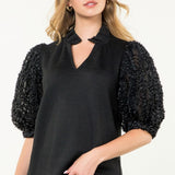 THML Textured Sleeve Top