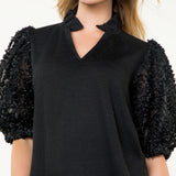 THML Textured Sleeve Top