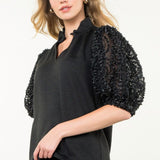 THML Textured Sleeve Top