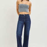 Mid Rise Wide Leg Jeans - Dark