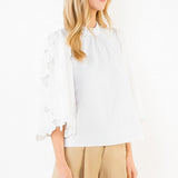 THML Eyelet Embroidered Sleeve Top