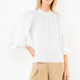 THML Eyelet Embroidered Sleeve Top