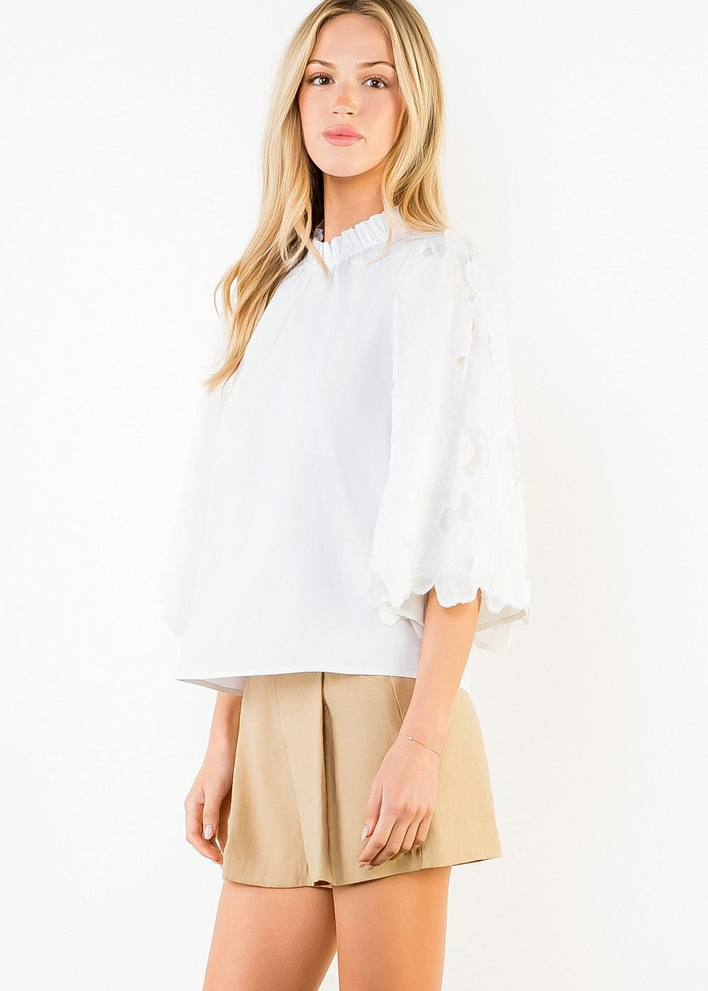 THML Eyelet Embroidered Sleeve Top