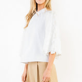 THML Eyelet Embroidered Sleeve Top