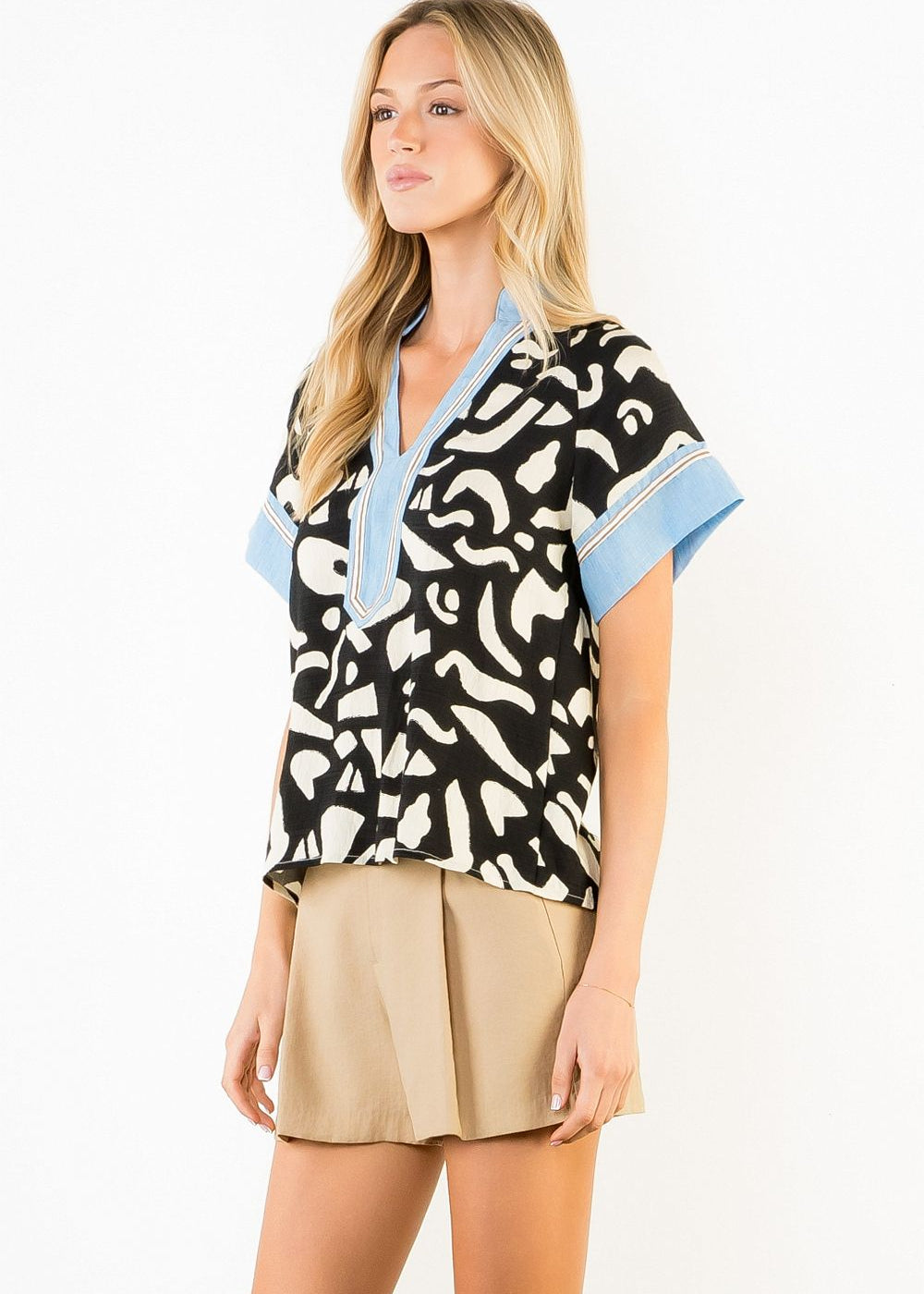 THML Abstract Breeze Contrast Top