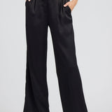 Satin Pintucked Trouser - Black