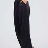 Satin Pintucked Trouser - Black