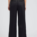 Satin Pintucked Trouser - Black