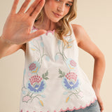 White Scalloped Embroidered Top