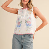 White Scalloped Embroidered Top